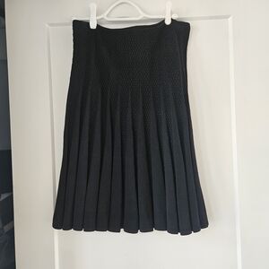 David Lawrence Black Textured A-Line Skirt